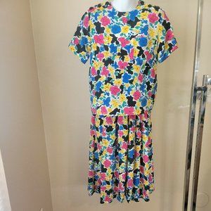 VINTAGE SK & COMPANY PETITE RAYON SHORT SLEEVE BLOUSE & SKIRT SET SIZE 6 FLORAL